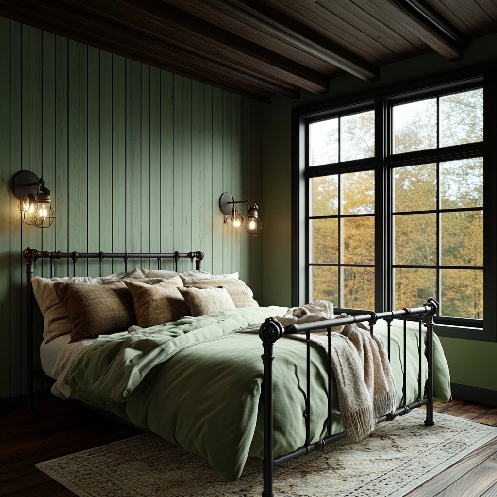 sage green farmhouse bedroom 80
