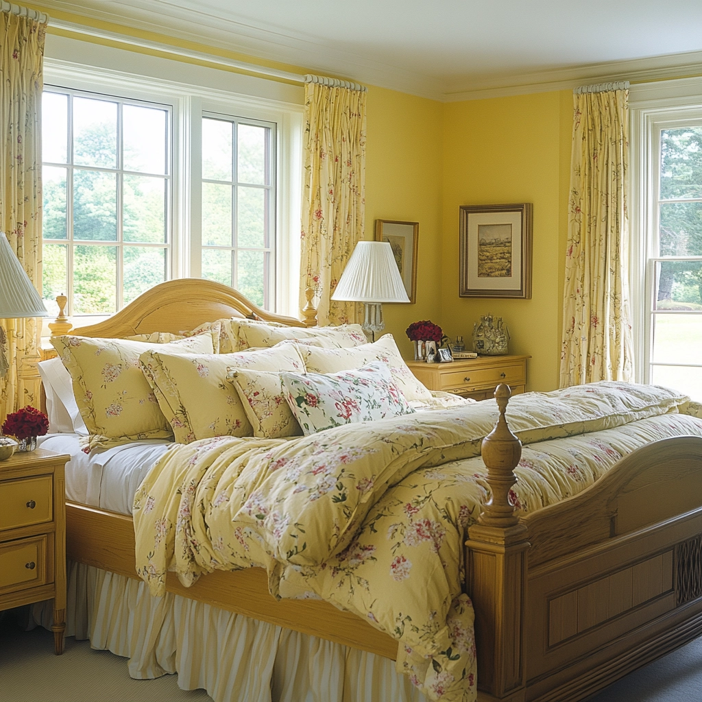 yellow farmhouse bedroom 32