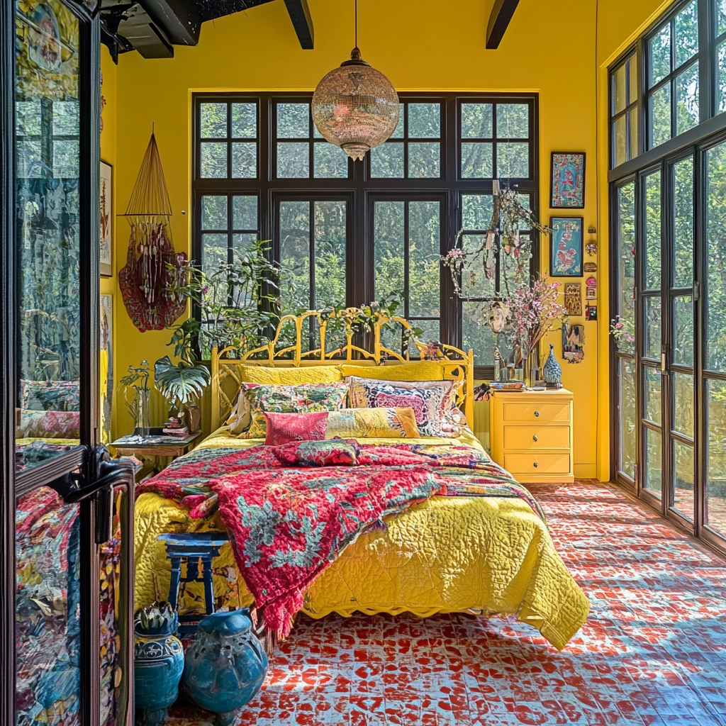 yellow farmhouse bedroom 35