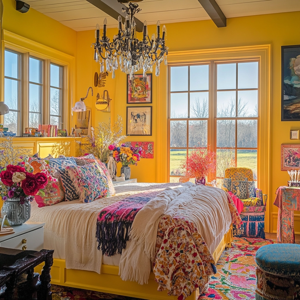 yellow farmhouse bedroom 36