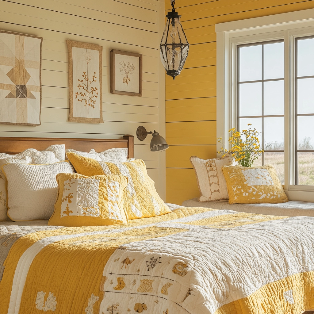 yellow farmhouse bedroom 61