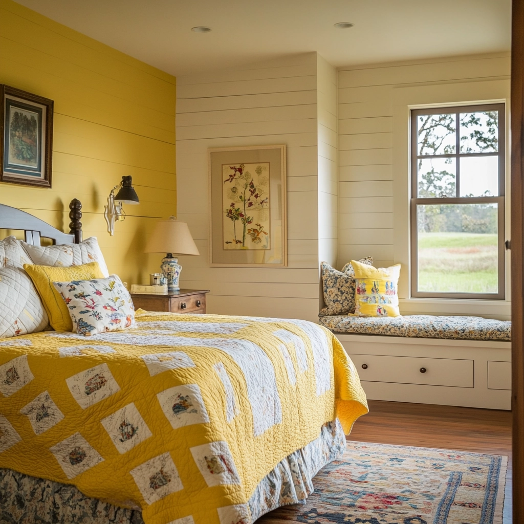 yellow farmhouse bedroom 62