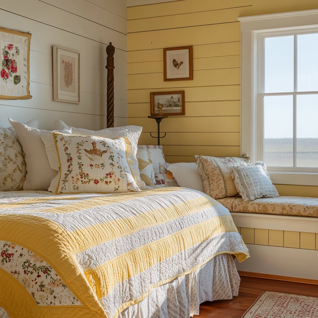 yellow farmhouse bedroom 63