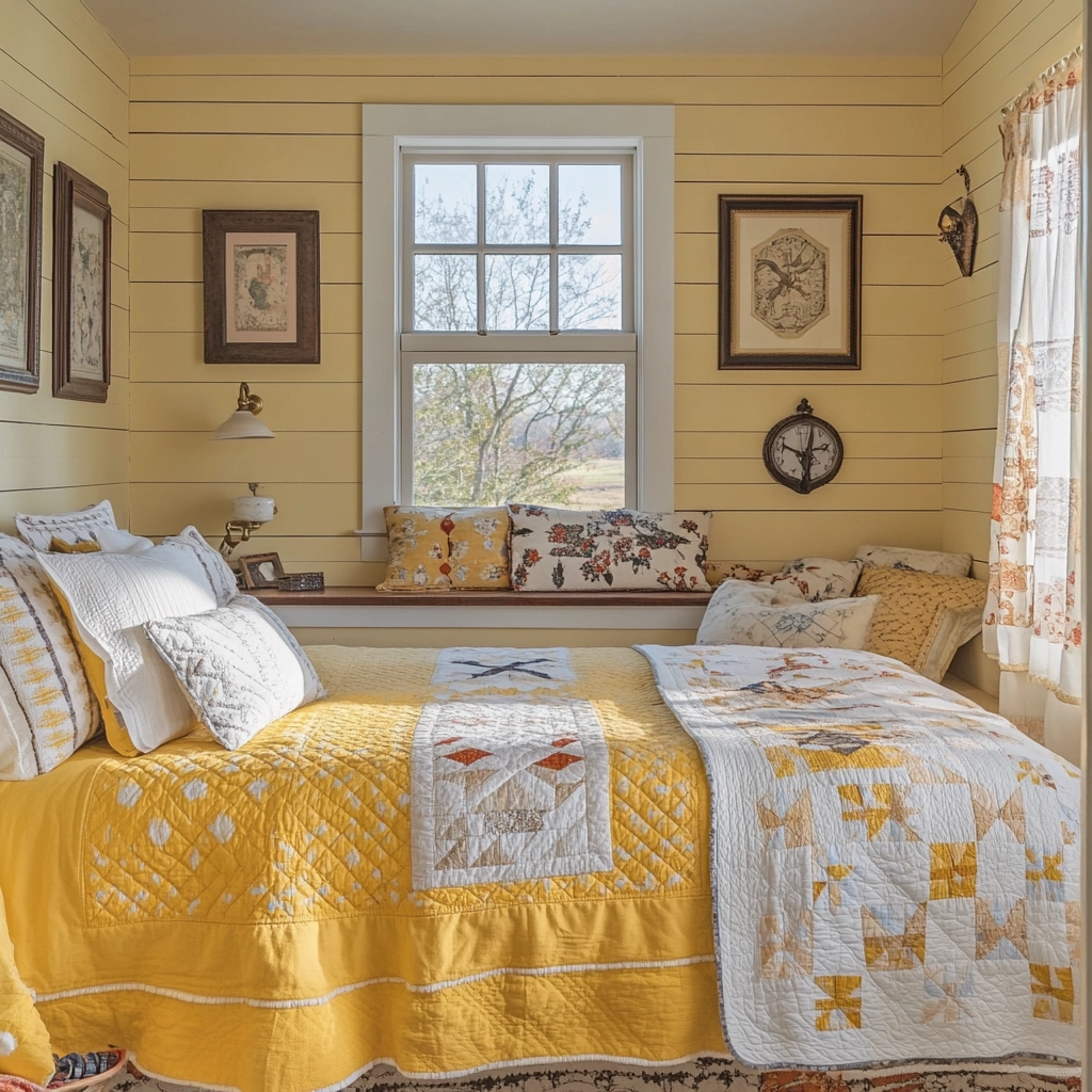 yellow farmhouse bedroom 64