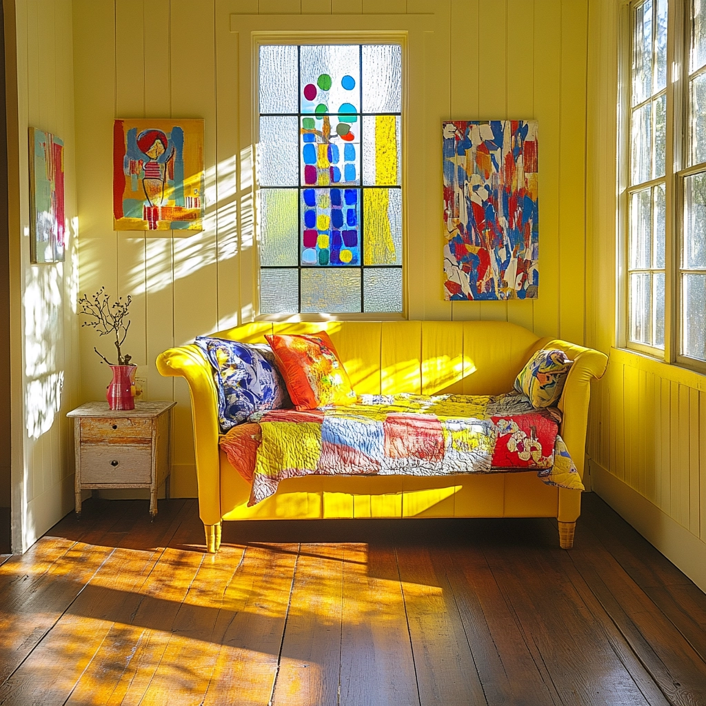 yellow farmhouse bedroom 65
