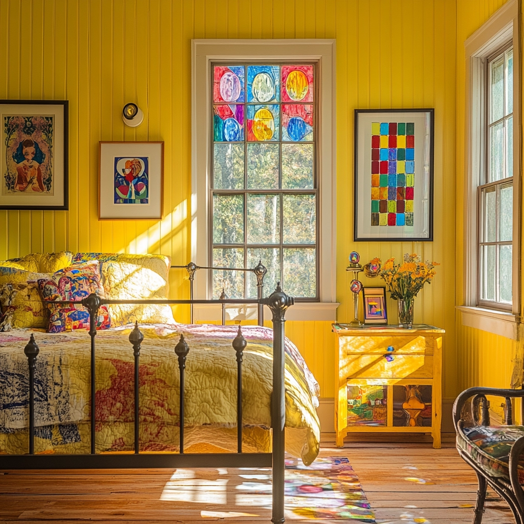 yellow farmhouse bedroom 66
