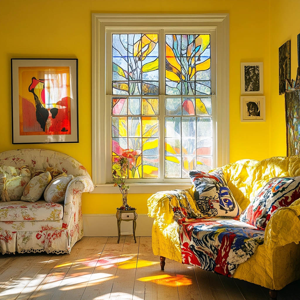 yellow farmhouse bedroom 68