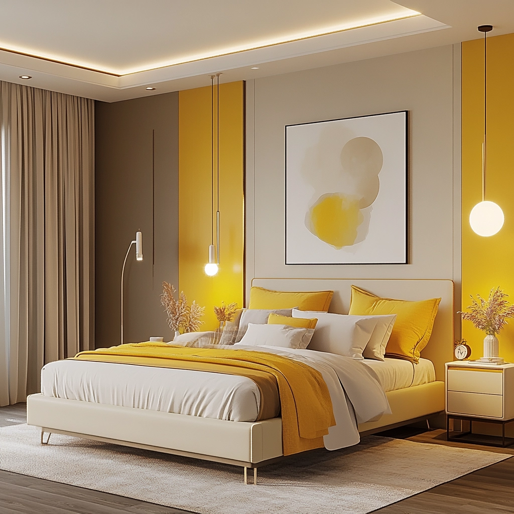 yellow farmhouse bedroom 70