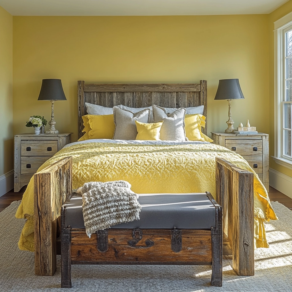 yellow farmhouse bedroom 76