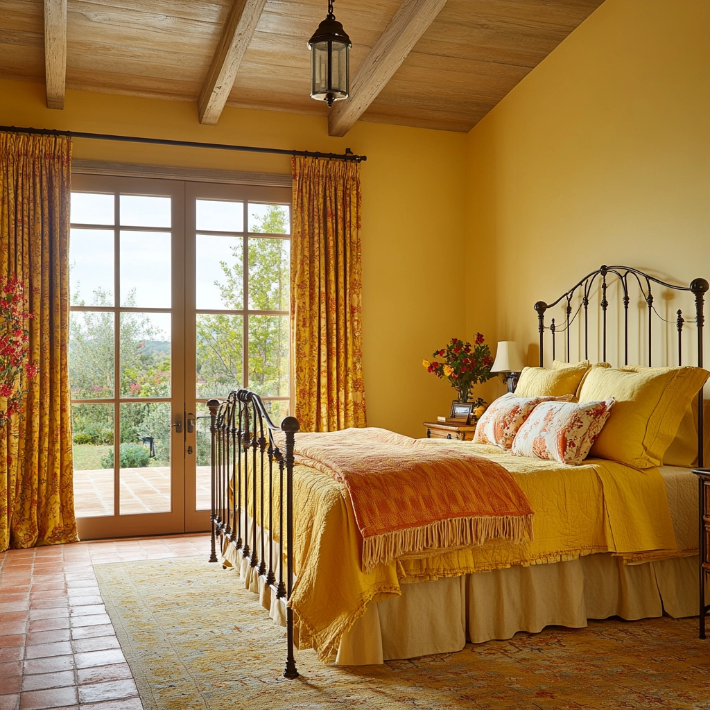 yellow farmhouse bedroom 77
