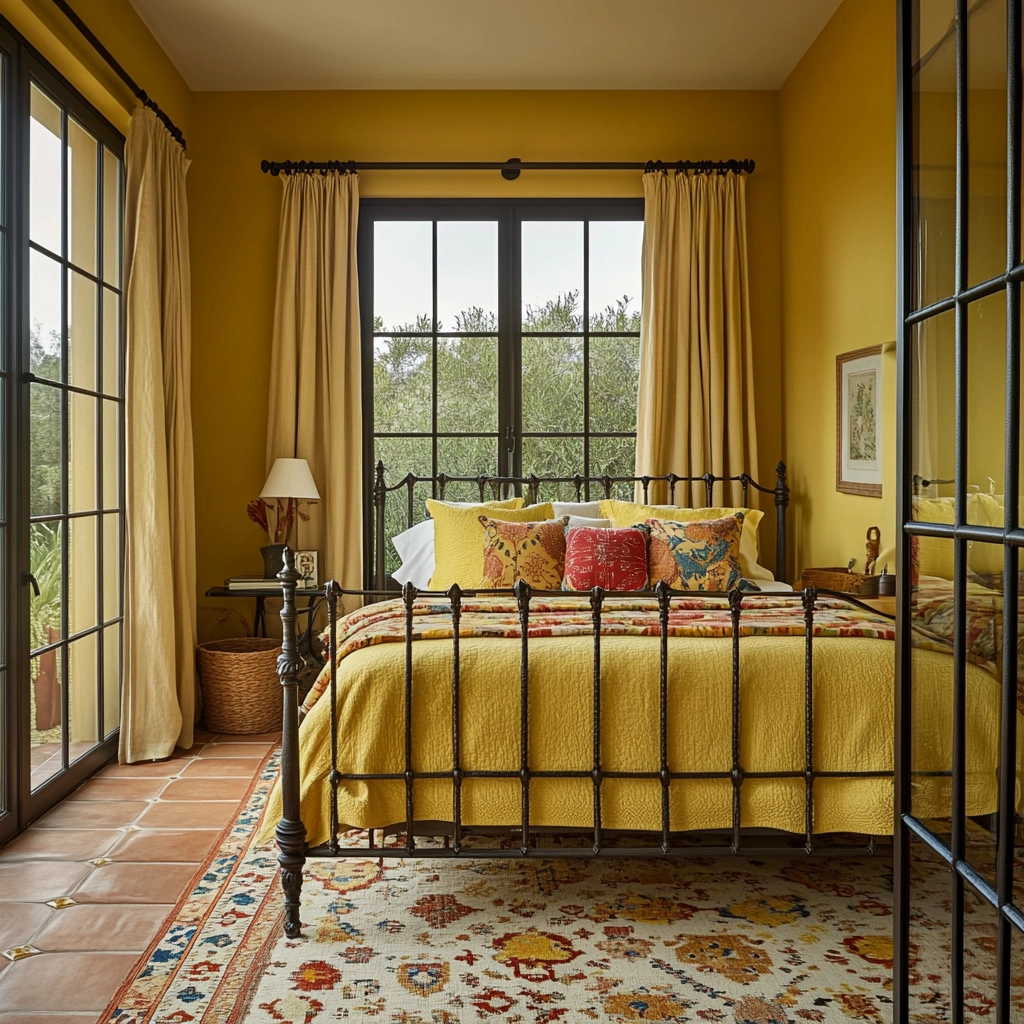 yellow farmhouse bedroom 78