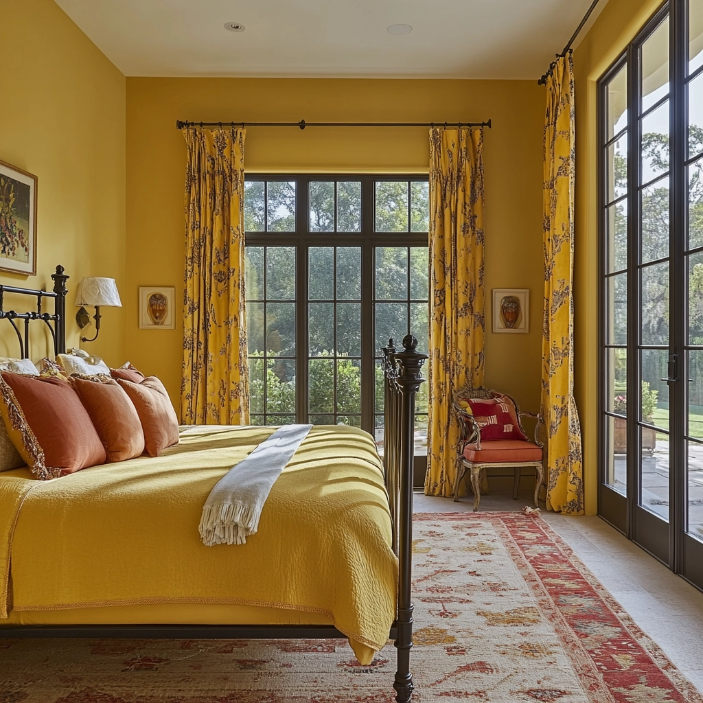 yellow farmhouse bedroom 80
